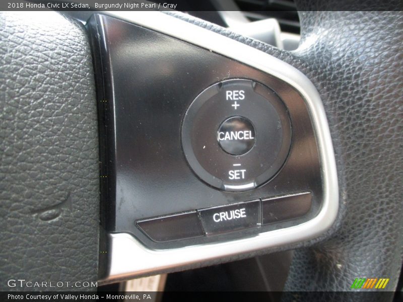 Burgundy Night Pearl / Gray 2018 Honda Civic LX Sedan