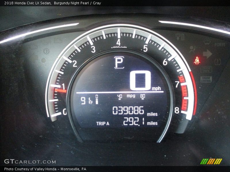 Burgundy Night Pearl / Gray 2018 Honda Civic LX Sedan