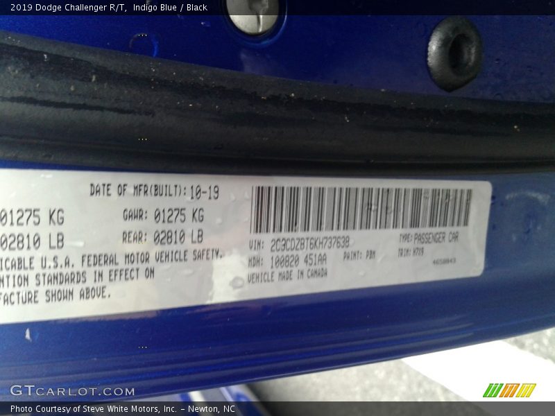 Indigo Blue / Black 2019 Dodge Challenger R/T