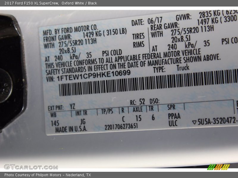 Oxford White / Black 2017 Ford F150 XL SuperCrew