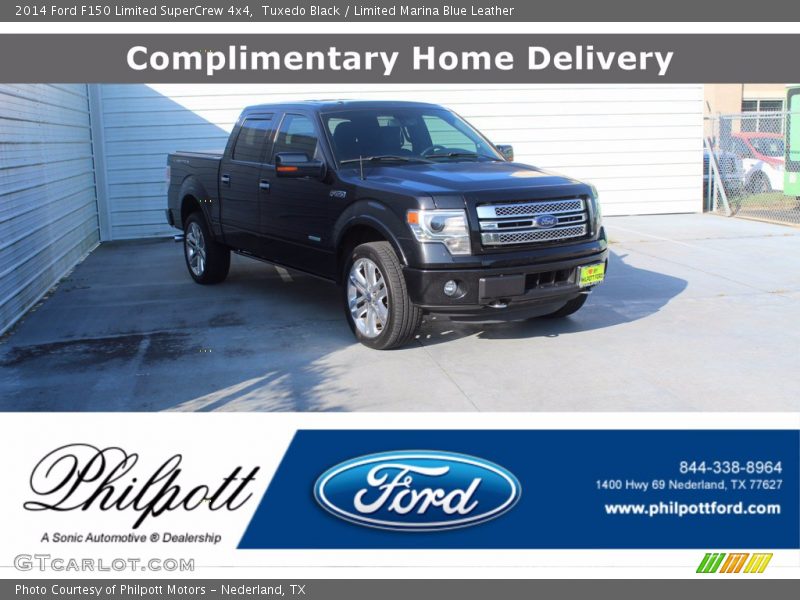 Tuxedo Black / Limited Marina Blue Leather 2014 Ford F150 Limited SuperCrew 4x4