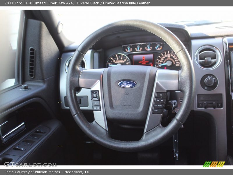 Tuxedo Black / Limited Marina Blue Leather 2014 Ford F150 Limited SuperCrew 4x4