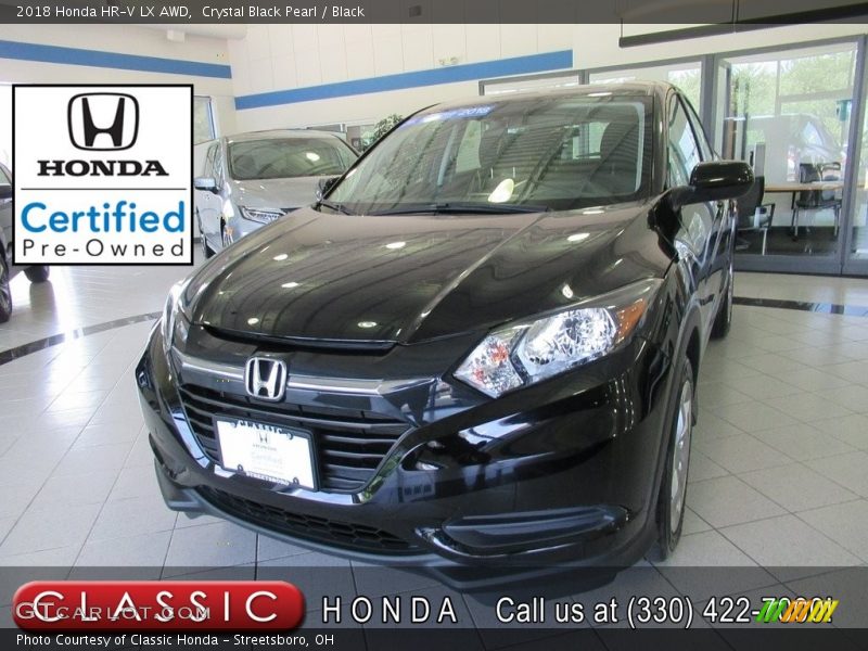 Crystal Black Pearl / Black 2018 Honda HR-V LX AWD