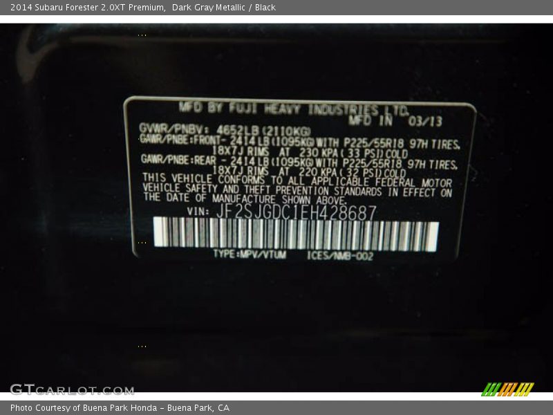 Dark Gray Metallic / Black 2014 Subaru Forester 2.0XT Premium