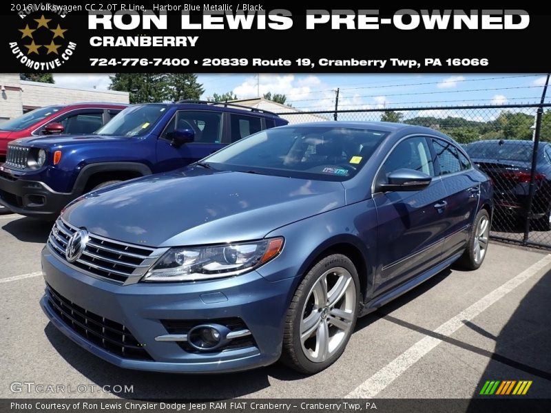 Harbor Blue Metallic / Black 2016 Volkswagen CC 2.0T R Line