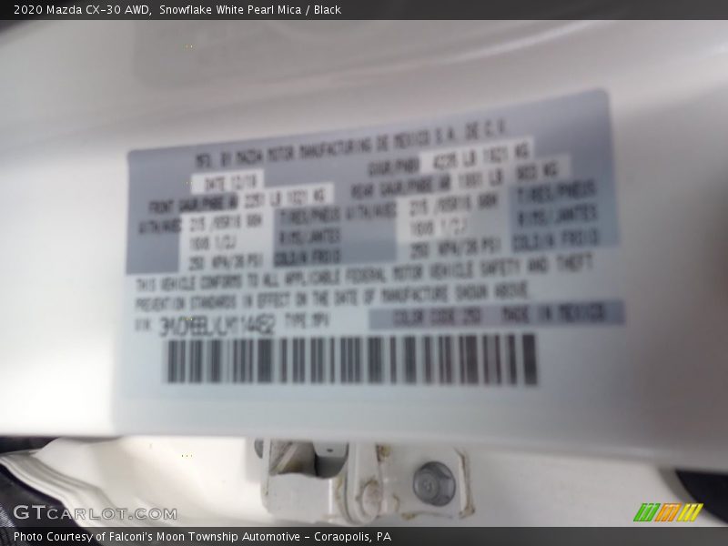 Snowflake White Pearl Mica / Black 2020 Mazda CX-30 AWD