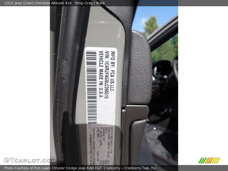 Sting-Gray / Black 2020 Jeep Grand Cherokee Altitude 4x4
