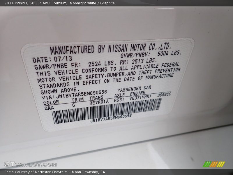 Moonlight White / Graphite 2014 Infiniti Q 50 3.7 AWD Premium