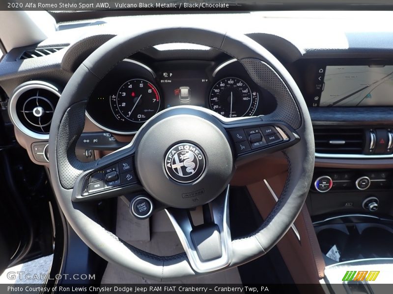 Vulcano Black Metallic / Black/Chocolate 2020 Alfa Romeo Stelvio Sport AWD