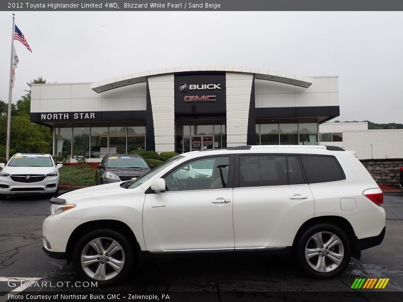 Blizzard White Pearl / Sand Beige 2012 Toyota Highlander Limited 4WD