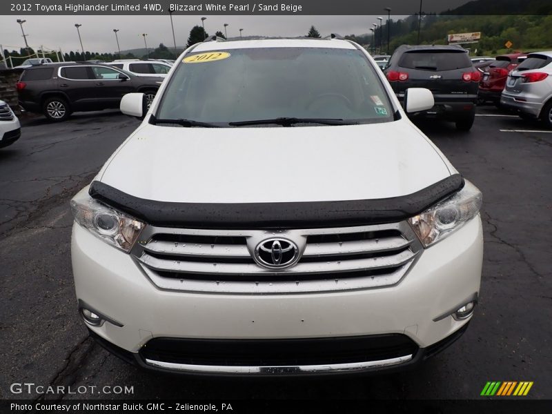 Blizzard White Pearl / Sand Beige 2012 Toyota Highlander Limited 4WD