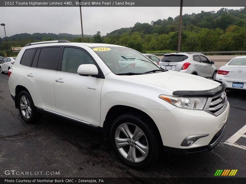 Blizzard White Pearl / Sand Beige 2012 Toyota Highlander Limited 4WD