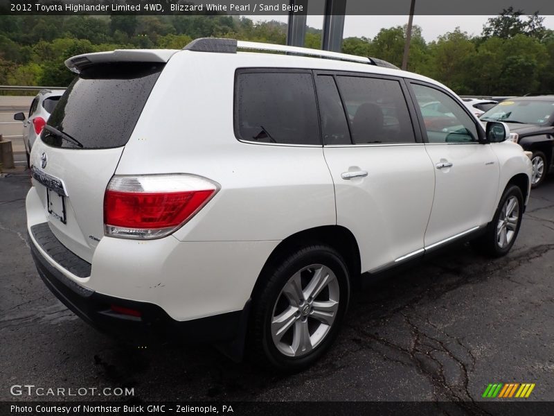 Blizzard White Pearl / Sand Beige 2012 Toyota Highlander Limited 4WD