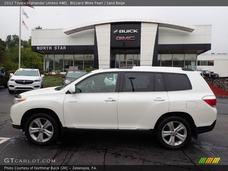 Blizzard White Pearl / Sand Beige 2012 Toyota Highlander Limited 4WD