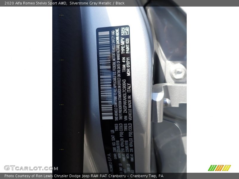 2020 Stelvio Sport AWD Silverstone Gray Metallic Color Code 414