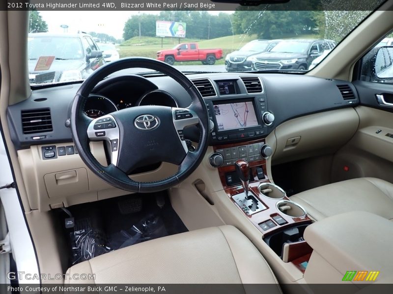 Blizzard White Pearl / Sand Beige 2012 Toyota Highlander Limited 4WD