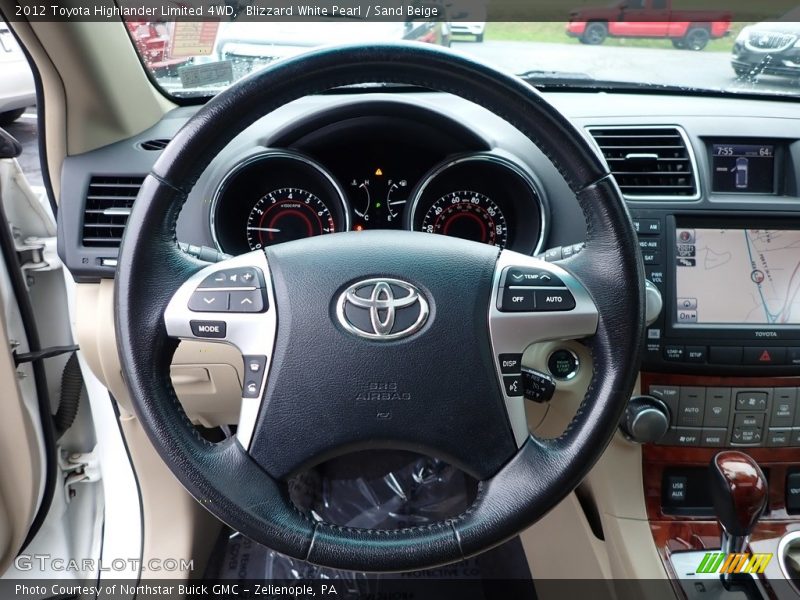 Blizzard White Pearl / Sand Beige 2012 Toyota Highlander Limited 4WD
