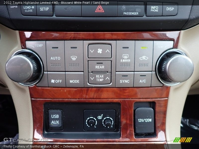 Blizzard White Pearl / Sand Beige 2012 Toyota Highlander Limited 4WD