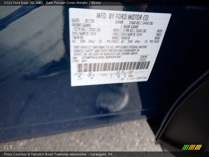 Dark Persian Green Metallic / Ebony 2020 Ford Edge SEL AWD