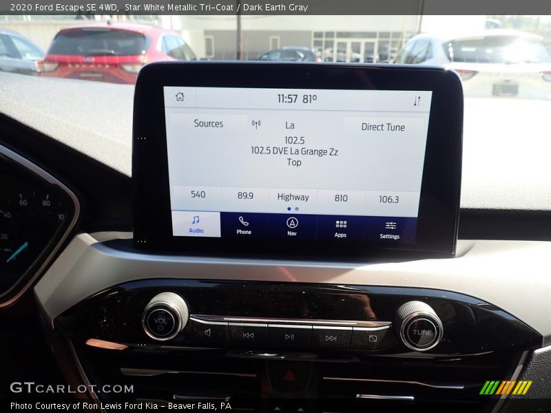 Star White Metallic Tri-Coat / Dark Earth Gray 2020 Ford Escape SE 4WD