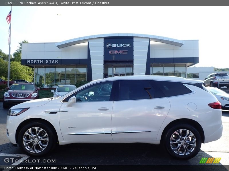 White Frost Tricoat / Chestnut 2020 Buick Enclave Avenir AWD