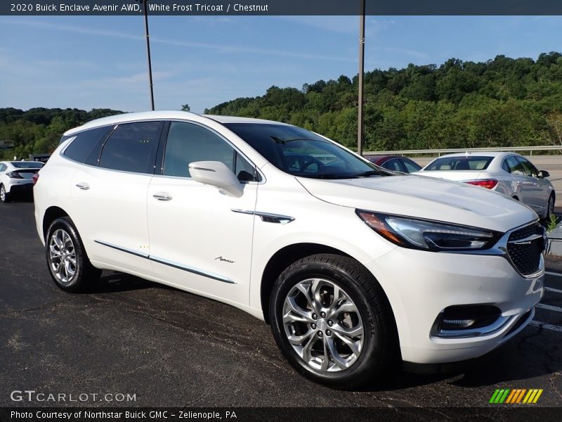 White Frost Tricoat / Chestnut 2020 Buick Enclave Avenir AWD