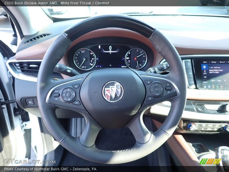 White Frost Tricoat / Chestnut 2020 Buick Enclave Avenir AWD