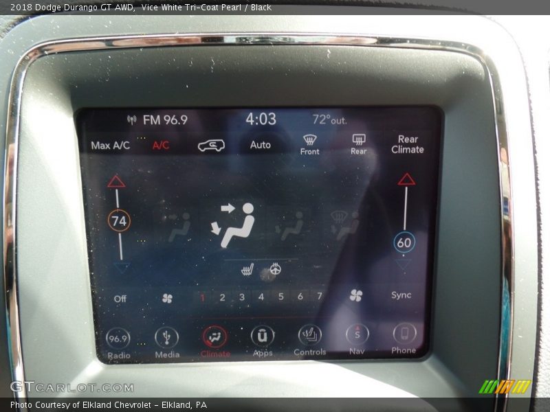 Vice White Tri-Coat Pearl / Black 2018 Dodge Durango GT AWD