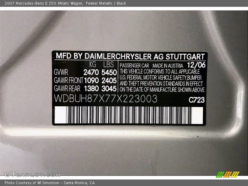 Pewter Metallic / Black 2007 Mercedes-Benz E 350 4Matic Wagon