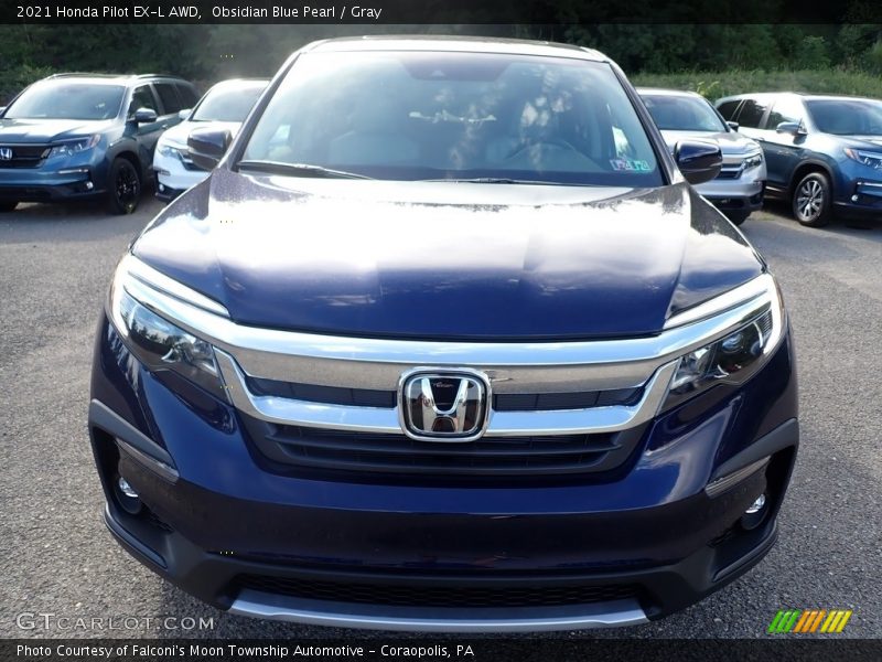 Obsidian Blue Pearl / Gray 2021 Honda Pilot EX-L AWD