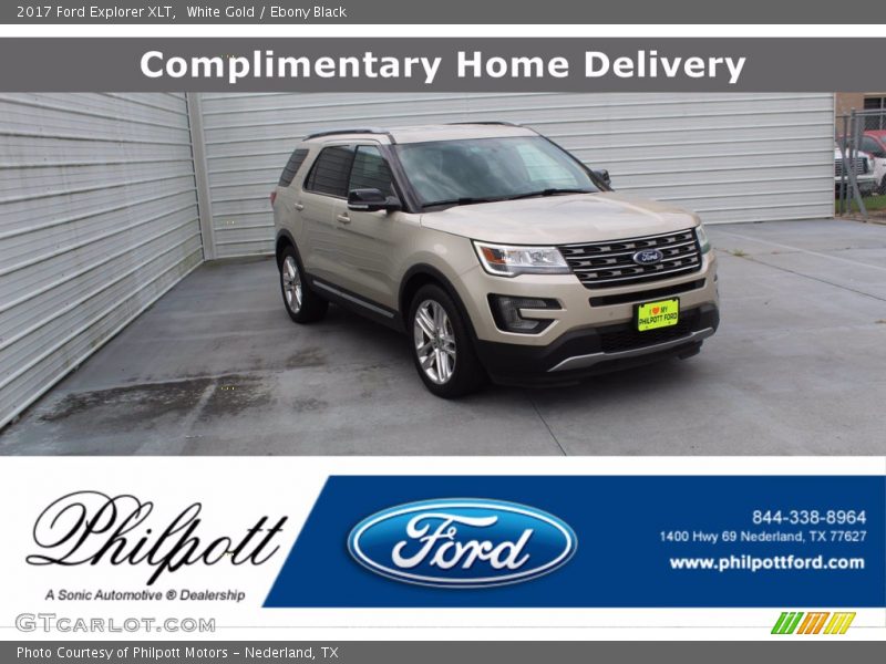 White Gold / Ebony Black 2017 Ford Explorer XLT
