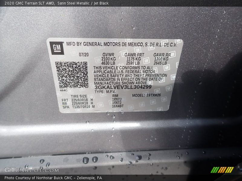 Satin Steel Metallic / Jet Black 2020 GMC Terrain SLT AWD