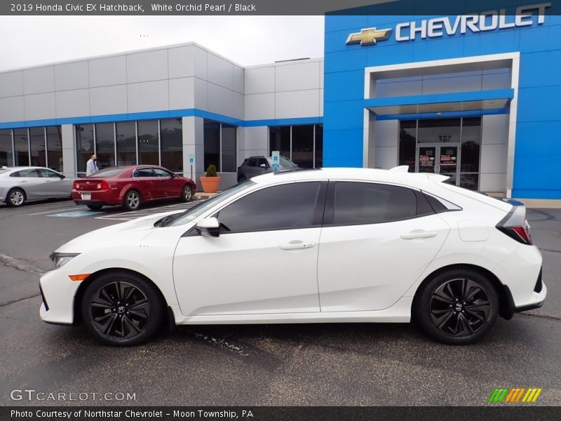 White Orchid Pearl / Black 2019 Honda Civic EX Hatchback