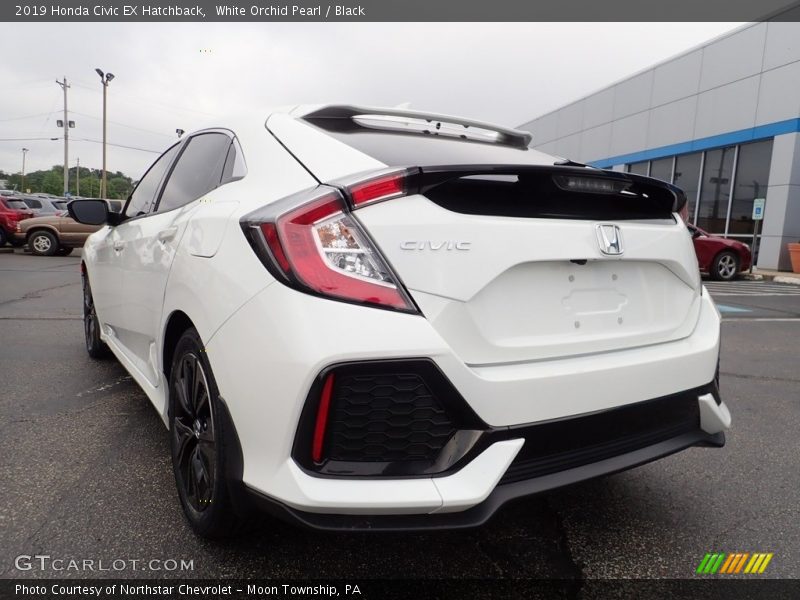 White Orchid Pearl / Black 2019 Honda Civic EX Hatchback
