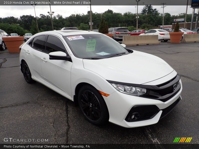 White Orchid Pearl / Black 2019 Honda Civic EX Hatchback