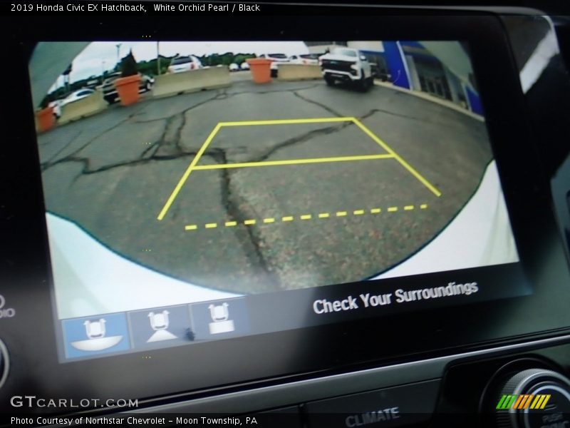 White Orchid Pearl / Black 2019 Honda Civic EX Hatchback