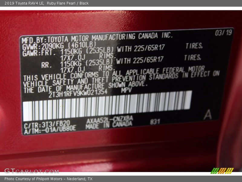 Ruby Flare Pearl / Black 2019 Toyota RAV4 LE