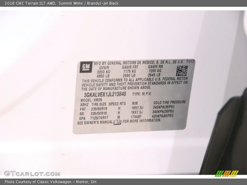 Summit White / Brandy/­Jet Black 2018 GMC Terrain SLT AWD