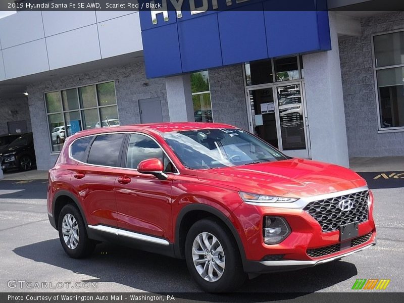 Scarlet Red / Black 2019 Hyundai Santa Fe SE AWD
