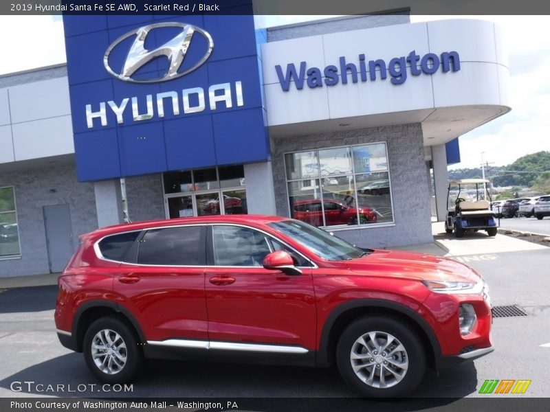 Scarlet Red / Black 2019 Hyundai Santa Fe SE AWD