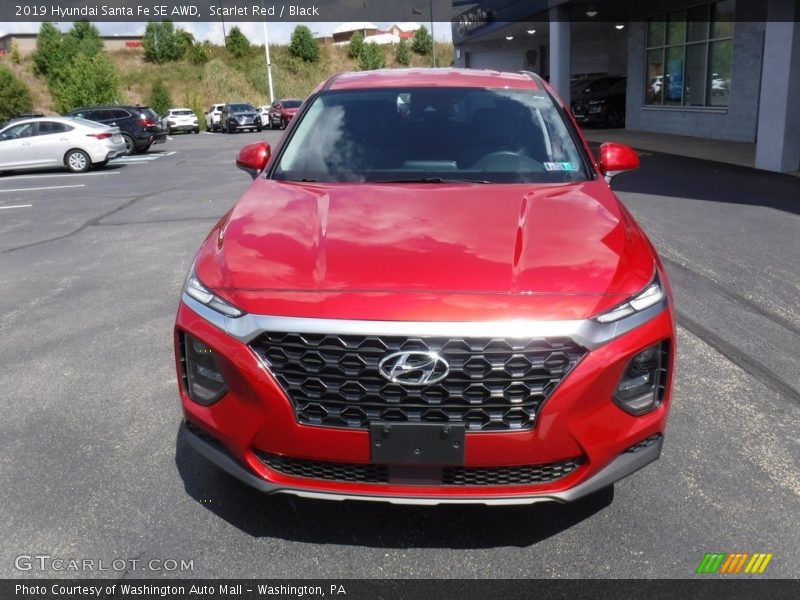Scarlet Red / Black 2019 Hyundai Santa Fe SE AWD