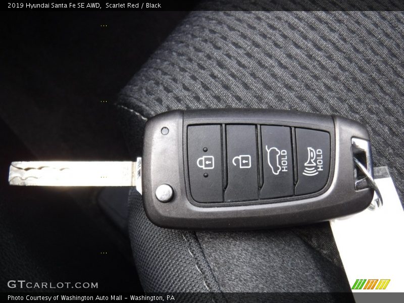 Scarlet Red / Black 2019 Hyundai Santa Fe SE AWD