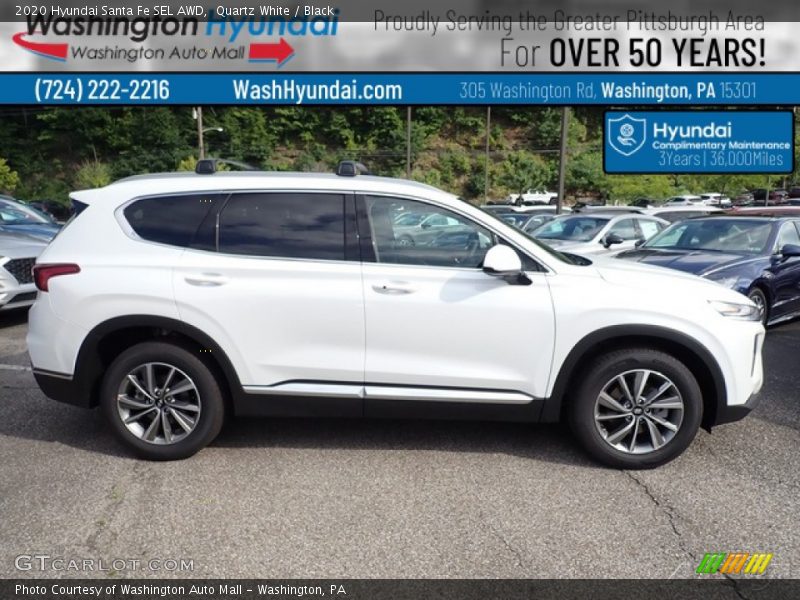 Quartz White / Black 2020 Hyundai Santa Fe SEL AWD