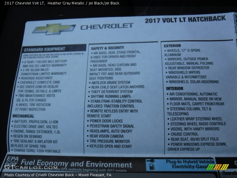 Heather Gray Metallic / Jet Black/Jet Black 2017 Chevrolet Volt LT