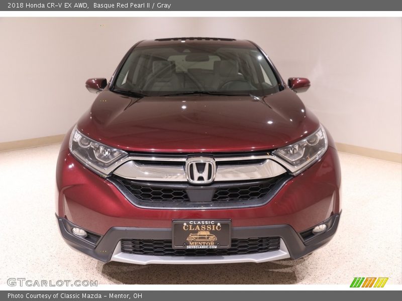 Basque Red Pearl II / Gray 2018 Honda CR-V EX AWD