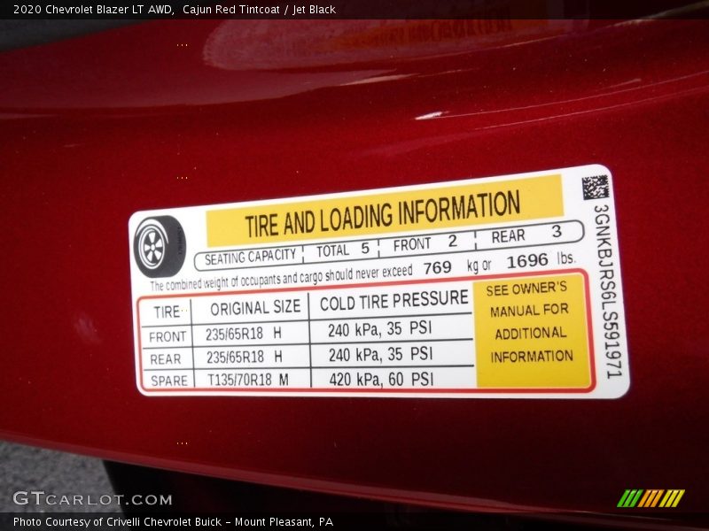 Cajun Red Tintcoat / Jet Black 2020 Chevrolet Blazer LT AWD