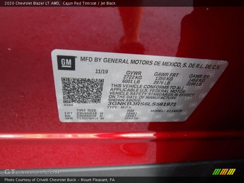 Cajun Red Tintcoat / Jet Black 2020 Chevrolet Blazer LT AWD