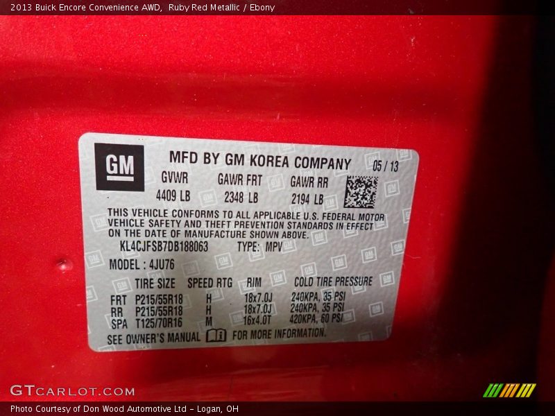 Ruby Red Metallic / Ebony 2013 Buick Encore Convenience AWD