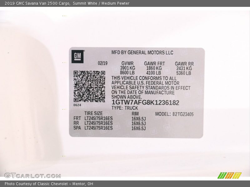 Summit White / Medium Pewter 2019 GMC Savana Van 2500 Cargo