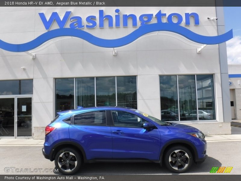 Aegean Blue Metallic / Black 2018 Honda HR-V EX AWD
